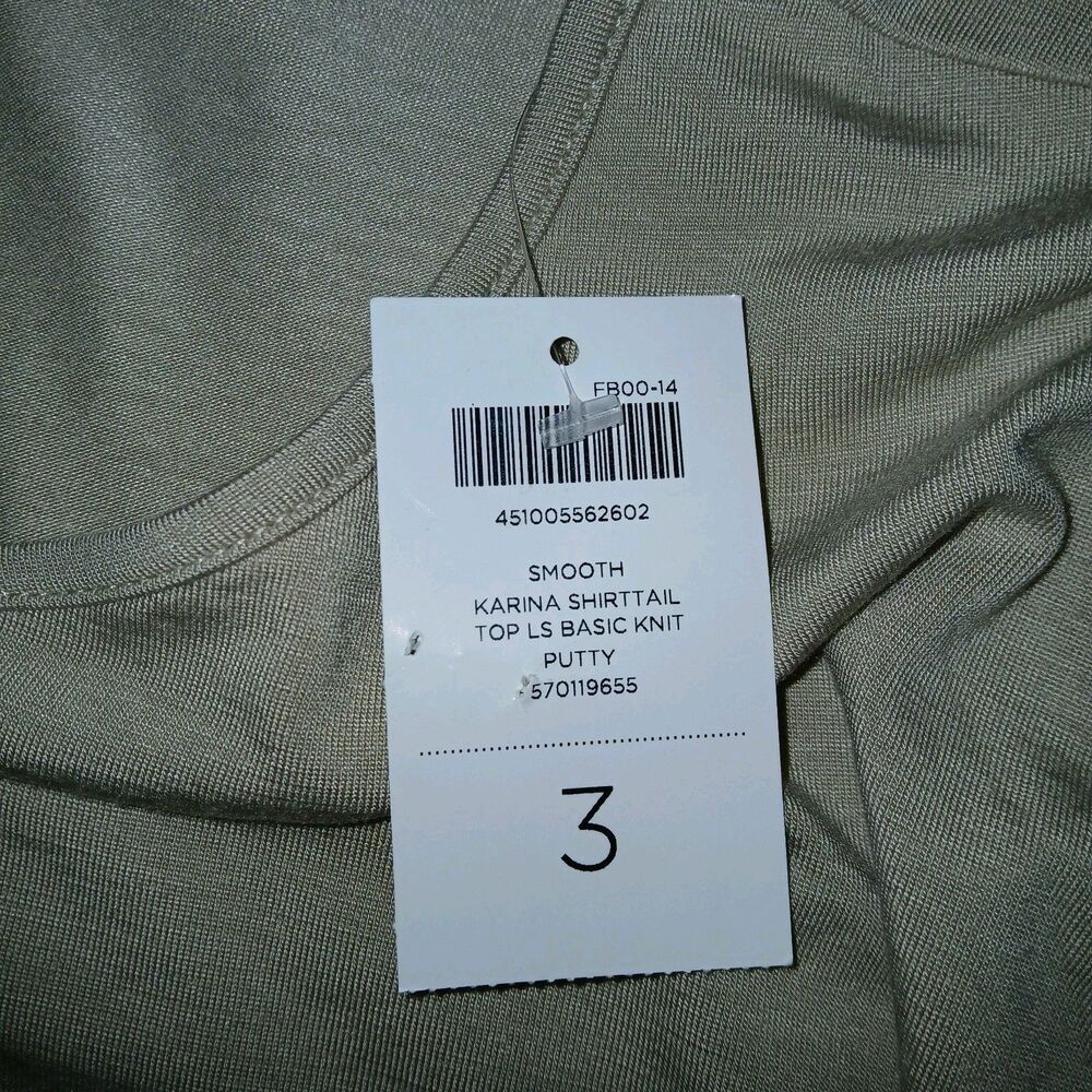 NWT CHICOS Womens 3 XL Karina Shirtail Long Sleeve Knit Top Solid Putty Beige - Picture 5 of 9